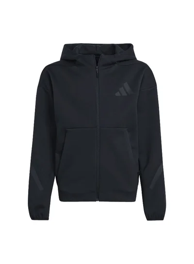 Adidas J Z.N.E.Fz Black Training Track Tops For Junior 7-8Y