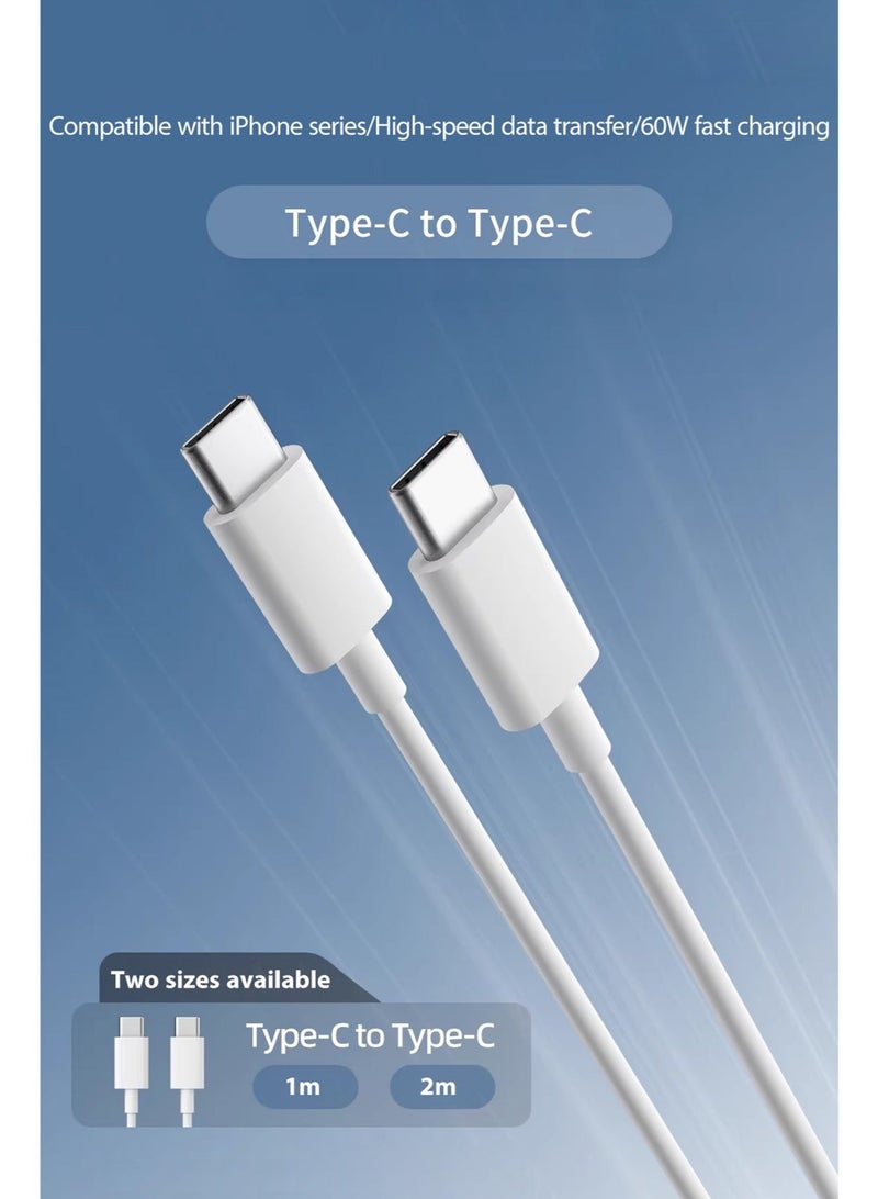جوي فوكس كابل شحن سريع USB-C إلى USB-C بطول 1 متر، بقوة 60 واط، مقاوم للقطع، متوافق مع أجهزة iPhone 15 وiPhone 16 وHuawei وSamsung وجميع الأجهزة المزودة بمنفذ Type-C - Image 2