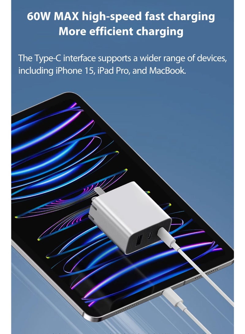 جوي فوكس كابل شحن سريع USB-C إلى USB-C بطول 1 متر، بقوة 60 واط، مقاوم للقطع، متوافق مع أجهزة iPhone 15 وiPhone 16 وHuawei وSamsung وجميع الأجهزة المزودة بمنفذ Type-C - Image 3