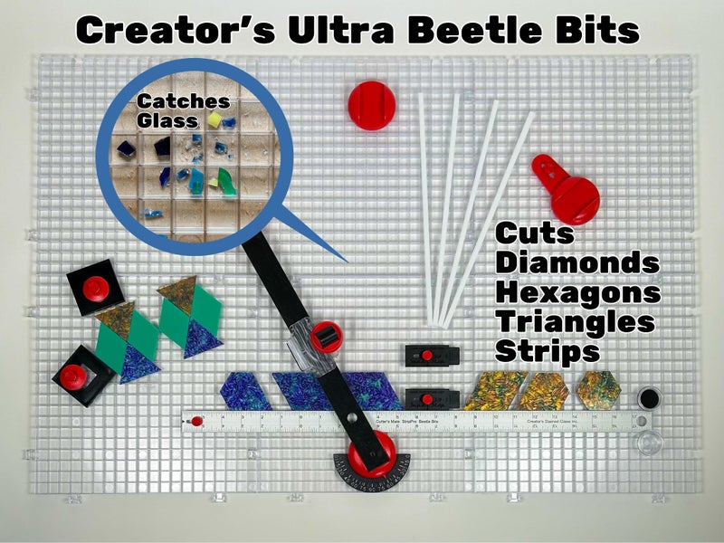 Creator's Ultra Beetle Bits Everything Glass Cutting System - Complete with 6-Pack Waffle Grids and Push Button Flying Beetle Glass Cutter Included - Made in The USA - Image 2