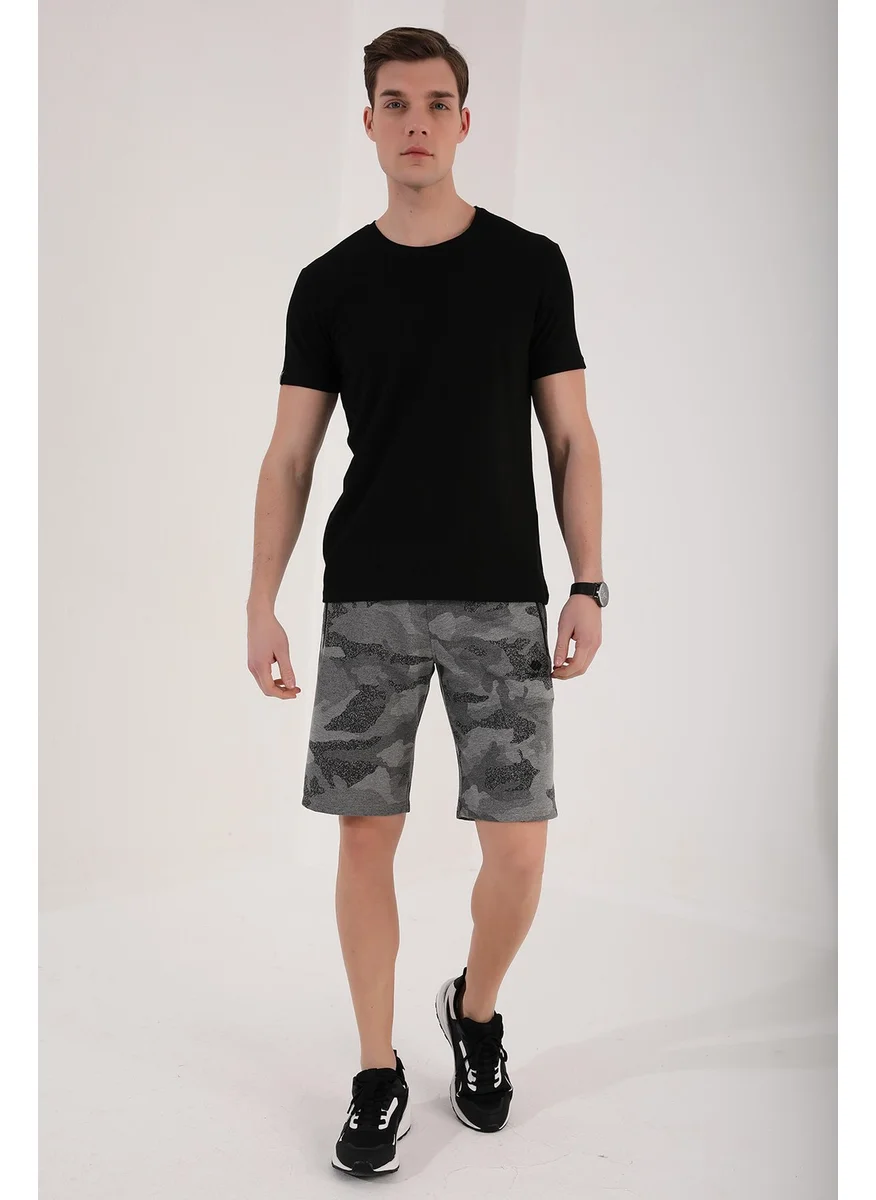 Tommy Life Camouflage Patterned Gray Melange Men's Shorts