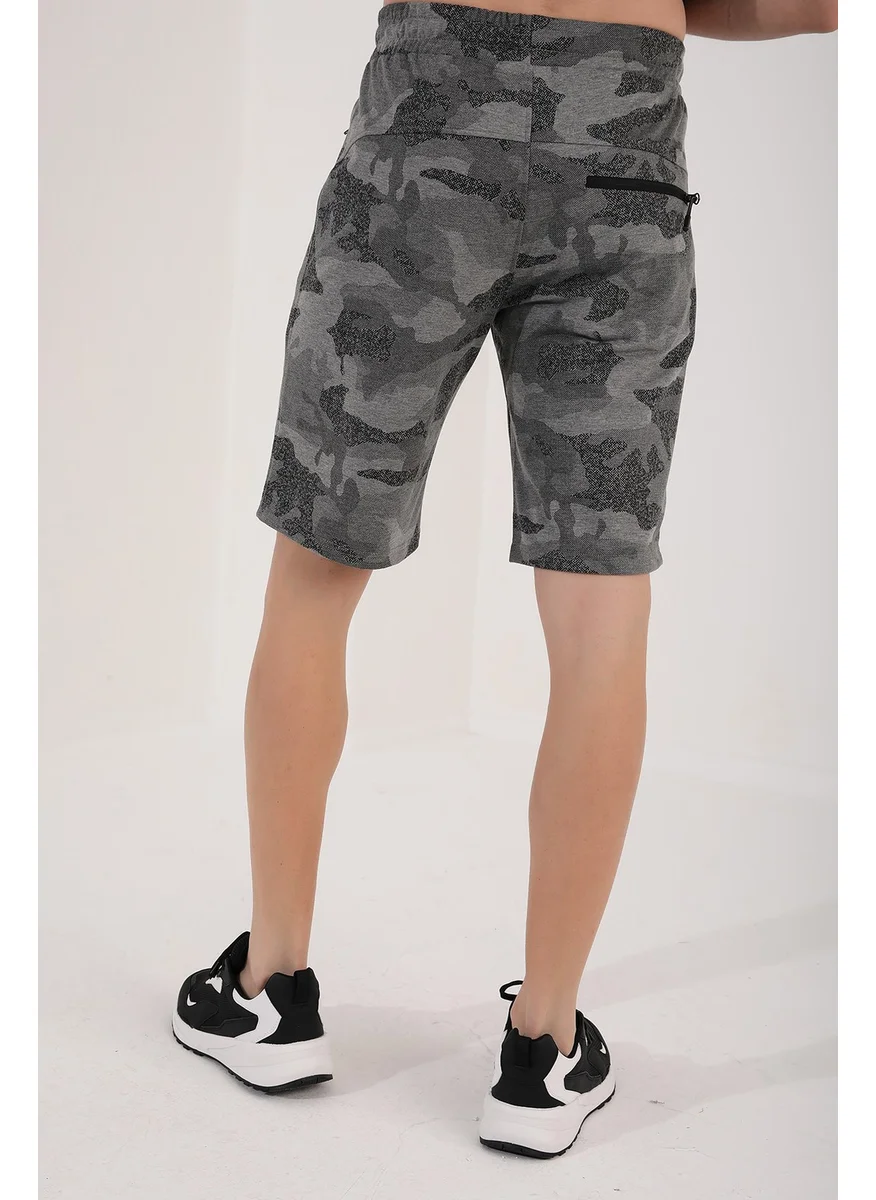 Tommy Life Camouflage Patterned Gray Melange Men's Shorts