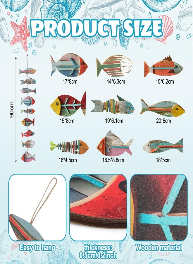 لوحة جدارية خشبية معلقة على شكل سمكة من نوفابرايت، ديكور بحري ريفي، منحوتة خشبية للصيد، ديكورات شاطئية ساحلية، لوحة معلقة للمنزل والحمام وغرفة النوم ومنزل البحيرة (ملونة، سمك 5 مم) - Image 3
