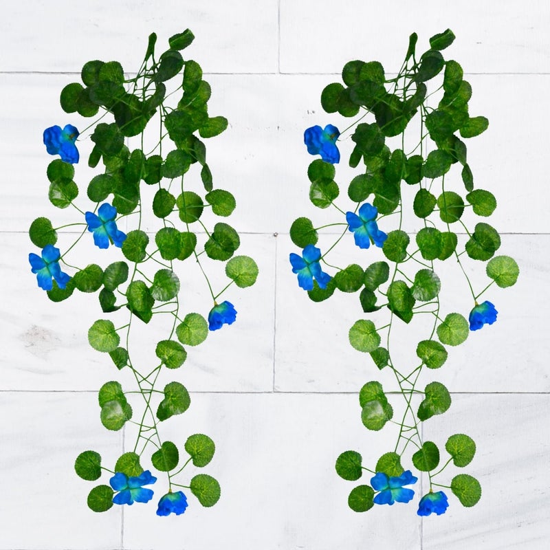 DecoreBugs Artificial Flower Plants Leaves Hanging Ivy Garlands Plant Greenery Vine Creeper Home Decor Door Wall Balcony Decoration Party Festival Craft (Pack of 2) - Image 1