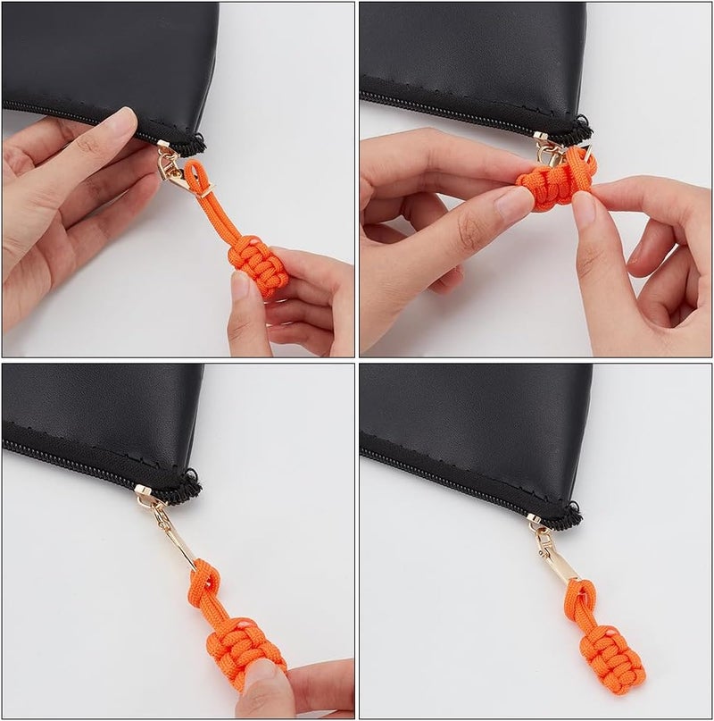 كلاراكو 12 قطعة من مشابك سحاب بديلة من كلاركو، طرف مشابك سحاب منسوج يدويًا ملون، حبل مضفر، موسع مشابك سحاب من البوليستر، لسان سحب منزلق للسحاب، مثبت مقبض سحاب DIY لحقيبة الظهر والأمتعة والسترة والأحذية - Image 3