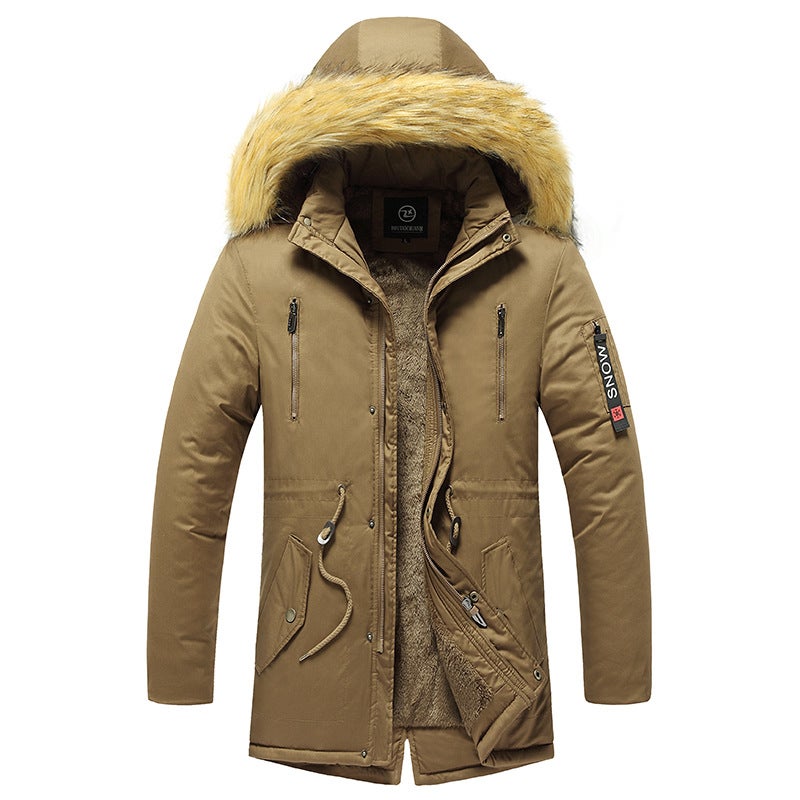 Men'S Mid-Length Cotton-Padded Jacket Fashion Slim-Fit Warm Thickened Youth Men'S Cotton-Padded Jacket - Image 5