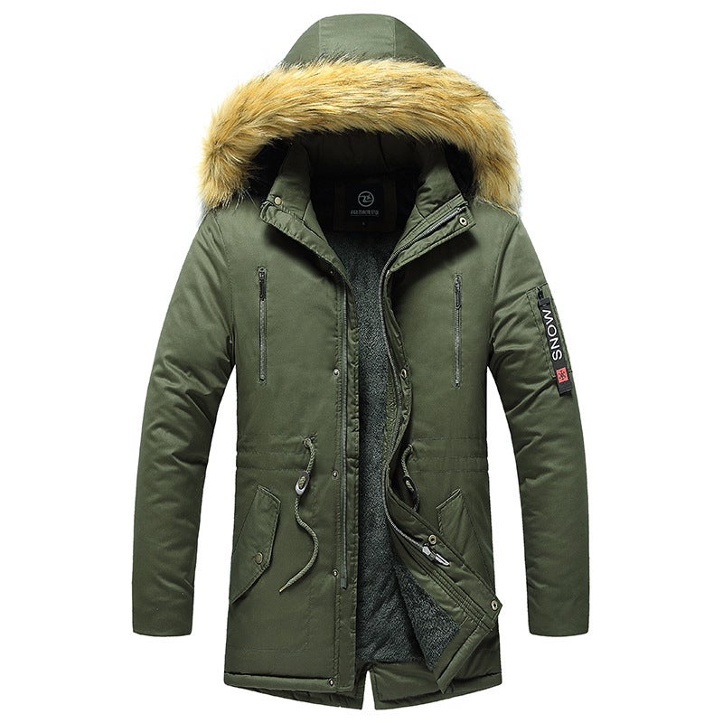 Men'S Mid-Length Cotton-Padded Jacket Fashion Slim-Fit Warm Thickened Youth Men'S Cotton-Padded Jacket - Image 2