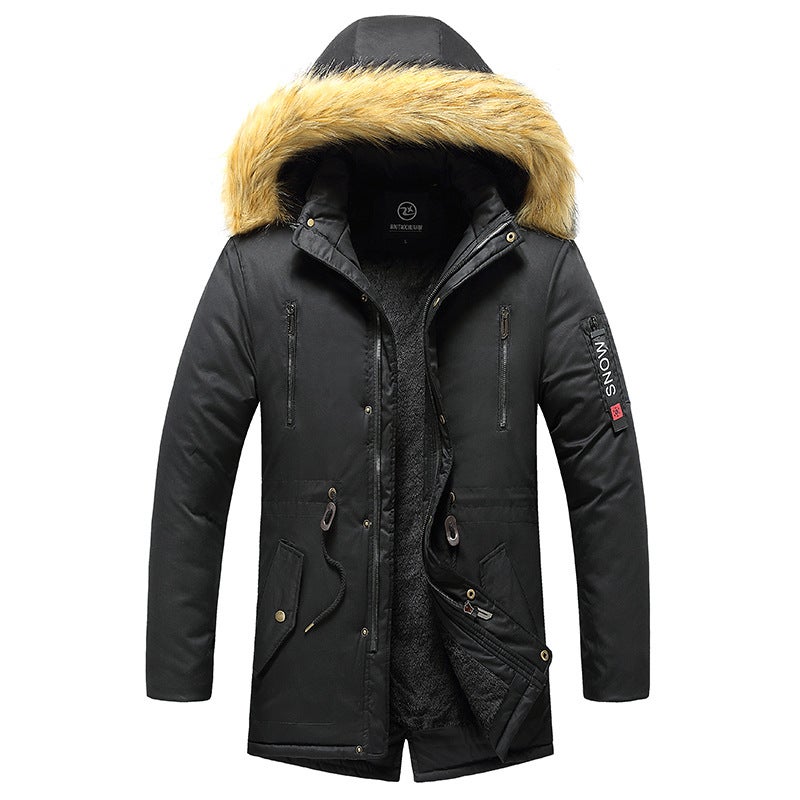 Men'S Mid-Length Cotton-Padded Jacket Fashion Slim-Fit Warm Thickened Youth Men'S Cotton-Padded Jacket - Image 3