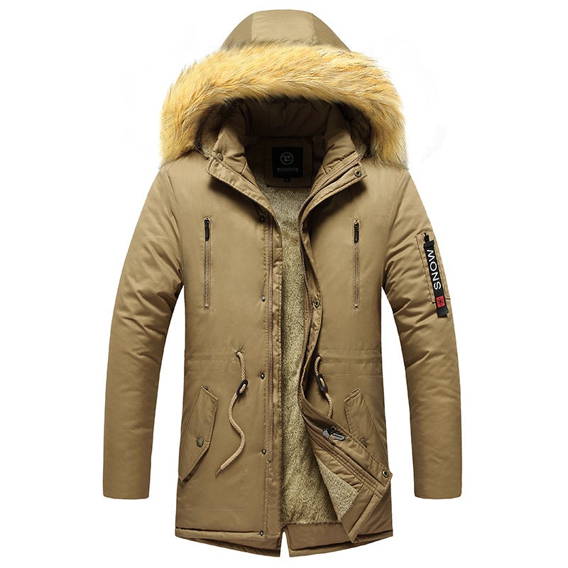 Men'S Mid-Length Cotton-Padded Jacket Fashion Slim-Fit Warm Thickened Youth Men'S Cotton-Padded Jacket - Image 1