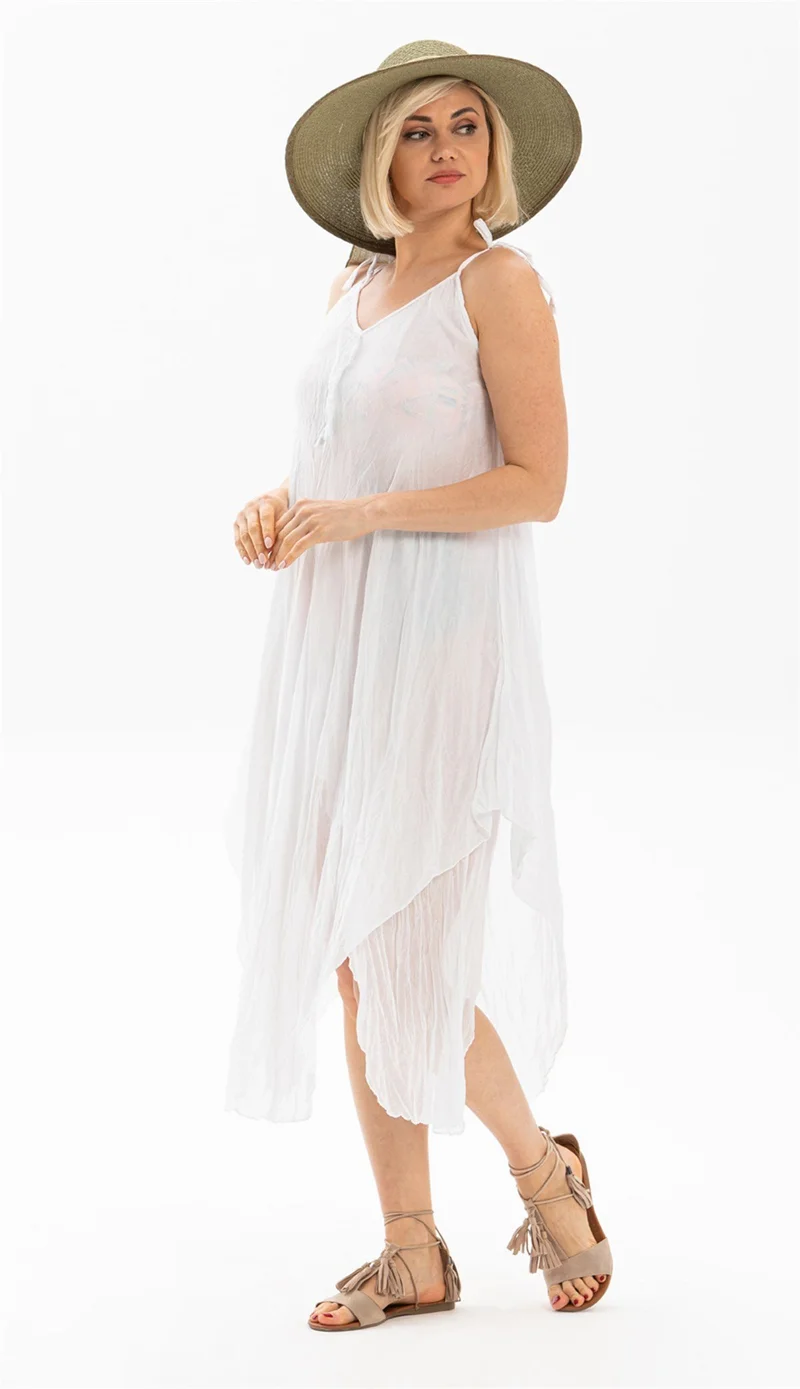 اليش شيل بيزي White Gauze Dress