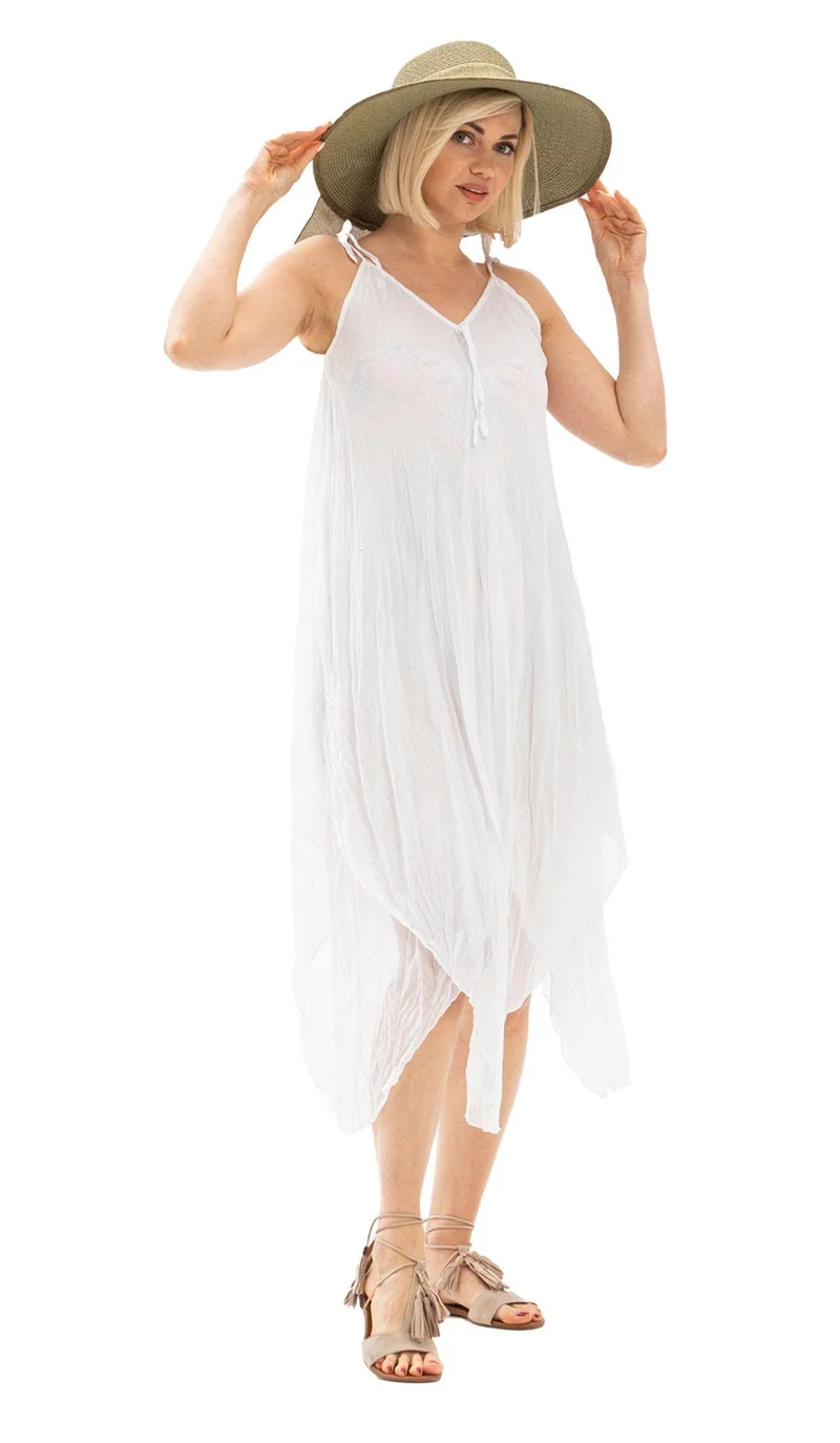 اليش شيل بيزي White Gauze Dress