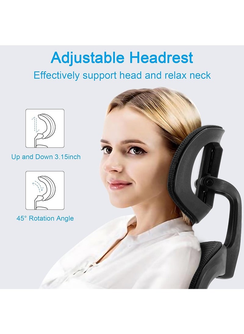 AnneFish - Ergonomic Home Office Desk Mesh Chair with Adjustable Lumbar Support High Back Executive Swivel Task Computer Chair with Flip-up Armrests Comfortable Headrest - Image 1