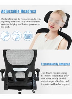 AnneFish Ergonomic Home Office Desk Mesh Chair with Adjustable Lumbar Support High Back Executive Swivel Task Computer Chair with Flip-up Armrests Comfortable Headrest  - Image 5