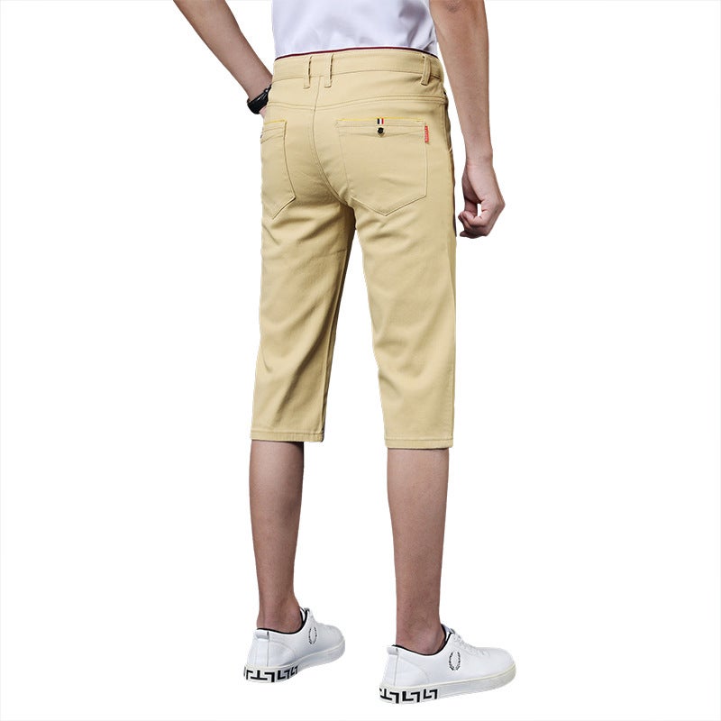Generic Cropped Pants Slim-fit Mens Casual Trousers Trendy Brand Soft Selling Mens Short Pants Mens Solid Color 7-point Breeches 986 khakis 7 points