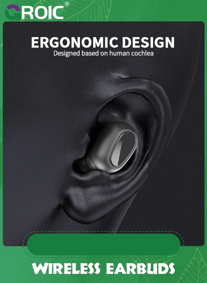 GROIC Black Bluetooth Wireless Earbuds, Earphone Headset with Charging Case displaying Battery time, Standby time 120Hrs, in-Ear Earbuds Mic for Mobile Phone, Tablets, Laptop  - Image 3