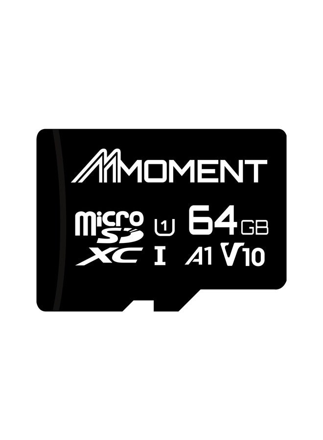 MMOMENT Micro SDHC Card, A1, UHS-I, U1, V10, Class 10 Compatible, Read Speed Up to 90 MB/s, SD Adapter Included (64GB, Black - A1, U1, V10) - Image 1