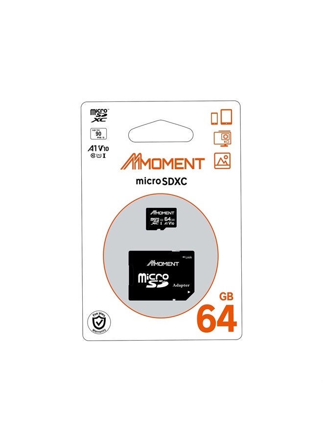MMOMENT Micro SDHC Card, A1, UHS-I, U1, V10, Class 10 Compatible, Read Speed Up to 90 MB/s, SD Adapter Included (64GB, Black - A1, U1, V10) - Image 5