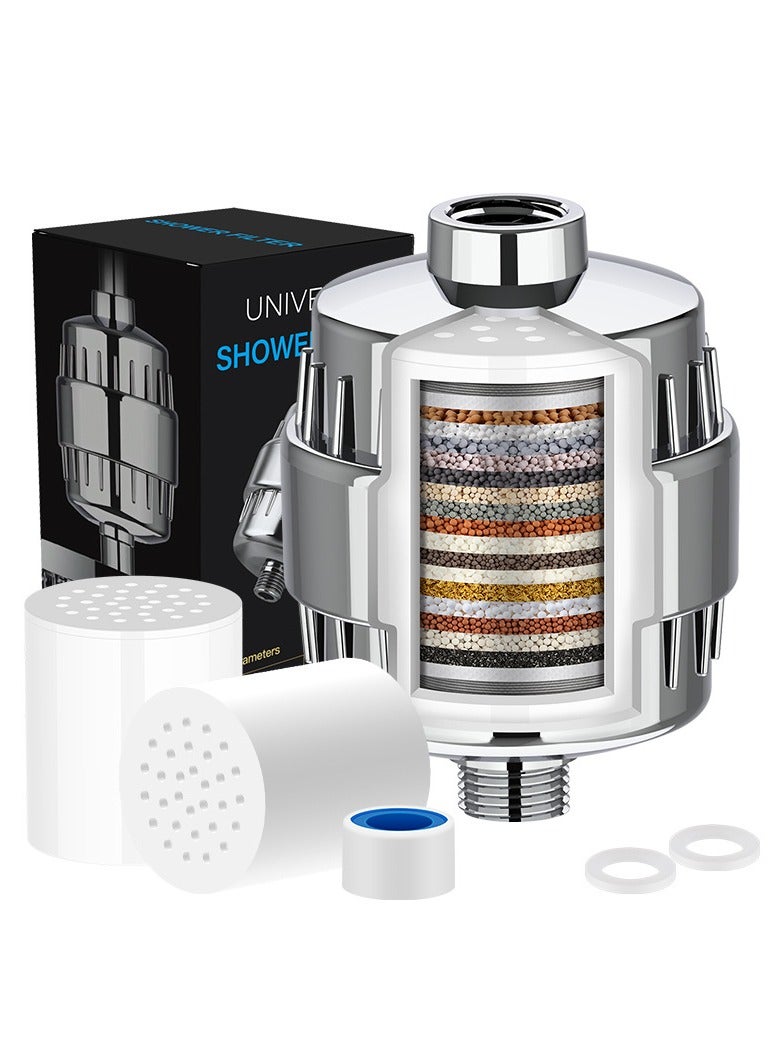 جوي لينك فلتر دش، فلتر دش عالي الأداء من 20 مرحلة للمياه العسرة - يزيل الكلور والفلورايد - فلتر مياه دش عالمي مع خرطوشتين قابلتين للاستبدال - Image 1