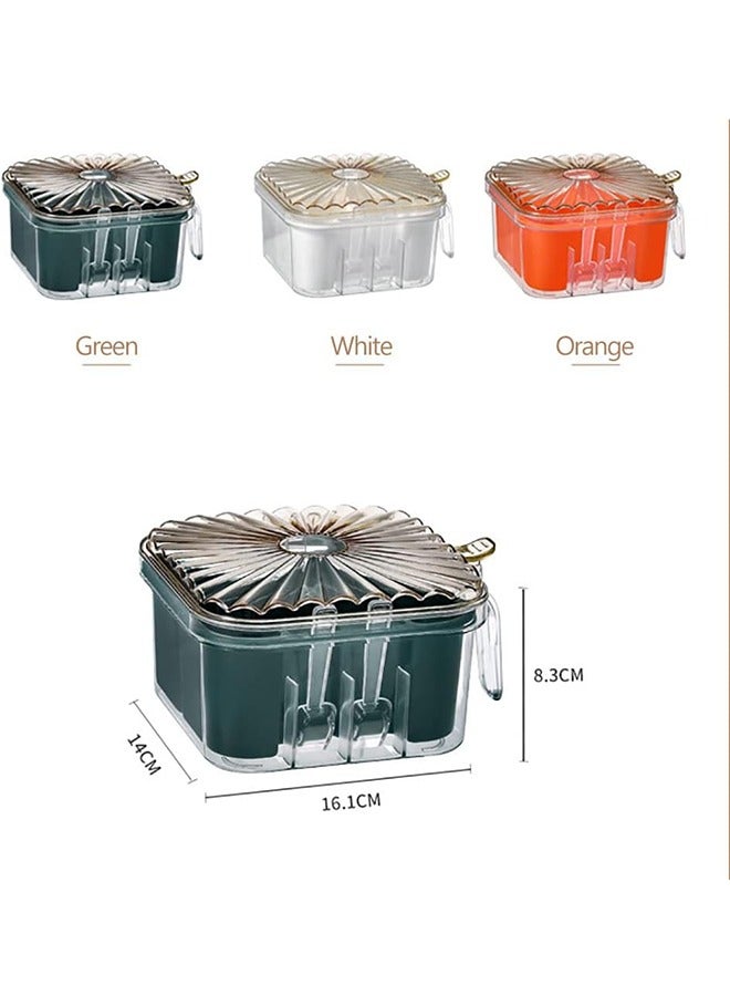 JCB CHIC علبة توابل، طقم برطمان توابل من 4 أقسام، أواني توابل، أوعية توابل، أو أوعية توابل للمطبخ لتخزين التوابل وملح السكر مع غطاء وملاعق - Image 2