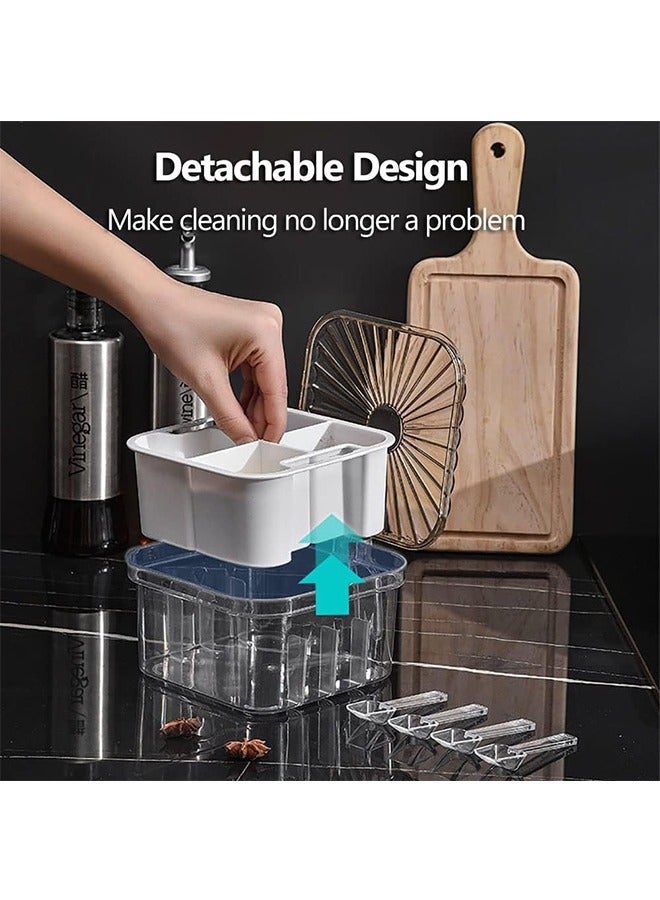 JCB CHIC علبة توابل، طقم برطمان توابل من 4 أقسام، أواني توابل، أوعية توابل، أو أوعية توابل للمطبخ لتخزين التوابل وملح السكر مع غطاء وملاعق - Image 3