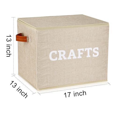 Lukeline Craft Storage Baskets for Organizing, Large Fabric Craft Organizers and Storage Box for Shelves, Closet, Craft Supplies, Books, Collapsible Storage Bins (Beige) - Image 4