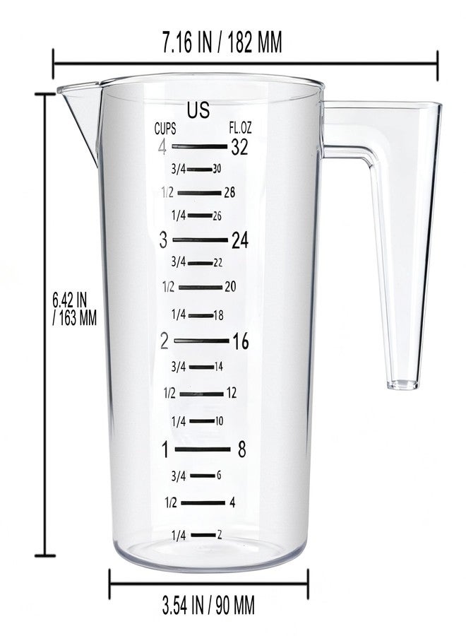 DOTINGHUX 4 Cup/32 Oz Measuring Cups, Clear, Strong Food Grade Liquid Measure Pitcher, for Home Hobbies/Professional Kitchen - Image 3