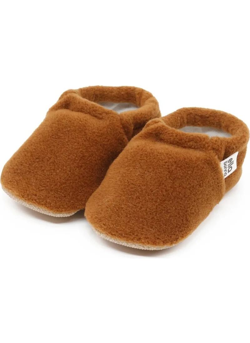 ايلا بونا Polar Baby Slippers Home Booties, Non-Slip Sole, Organic Cotton Lining Nursery Shoes, Tan