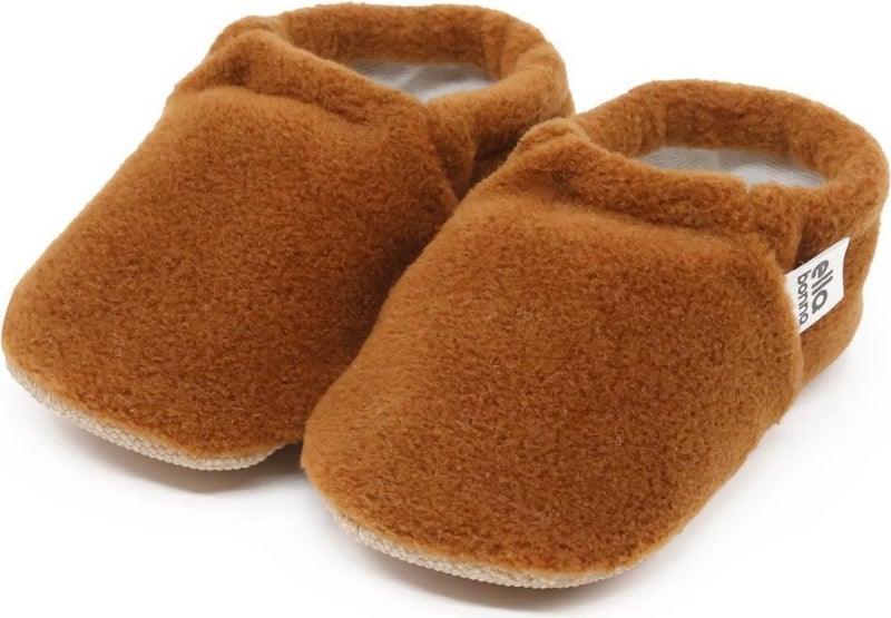 Ella Bonna Polar Baby Slippers Home Booties, Non-Slip Sole, Organic Cotton Lining Nursery Shoes, Tan  - Image 1