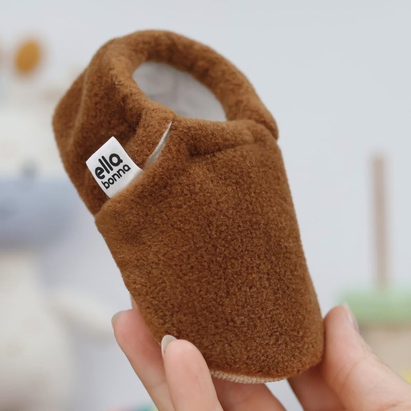 Ella Bonna Polar Baby Slippers Home Booties, Non-Slip Sole, Organic Cotton Lining Nursery Shoes, Tan  - Image 5