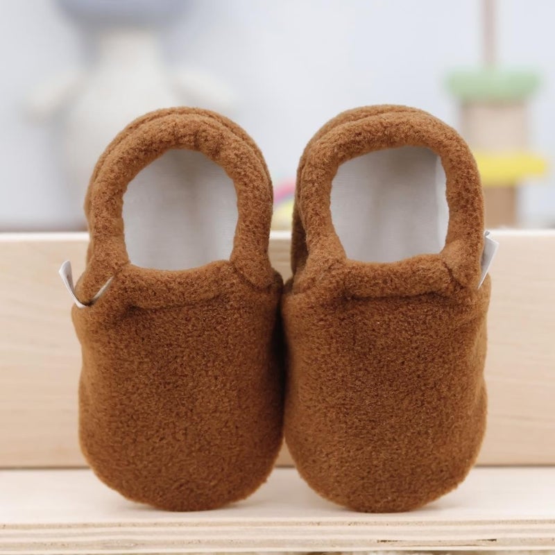 Ella Bonna Polar Baby Slippers Home Booties, Non-Slip Sole, Organic Cotton Lining Nursery Shoes, Tan  - Image 4