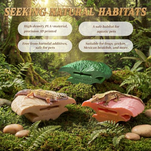 maozyiltle Mushroom Reptile Ledge| Tree Frog Terrarium Tank Accessories, Crested Gecko Tank Accessories, Frog Habitats, Fish Tank Decor| Terrarium Plants Decor from Daughter| 4 Suction Cups - Image 5