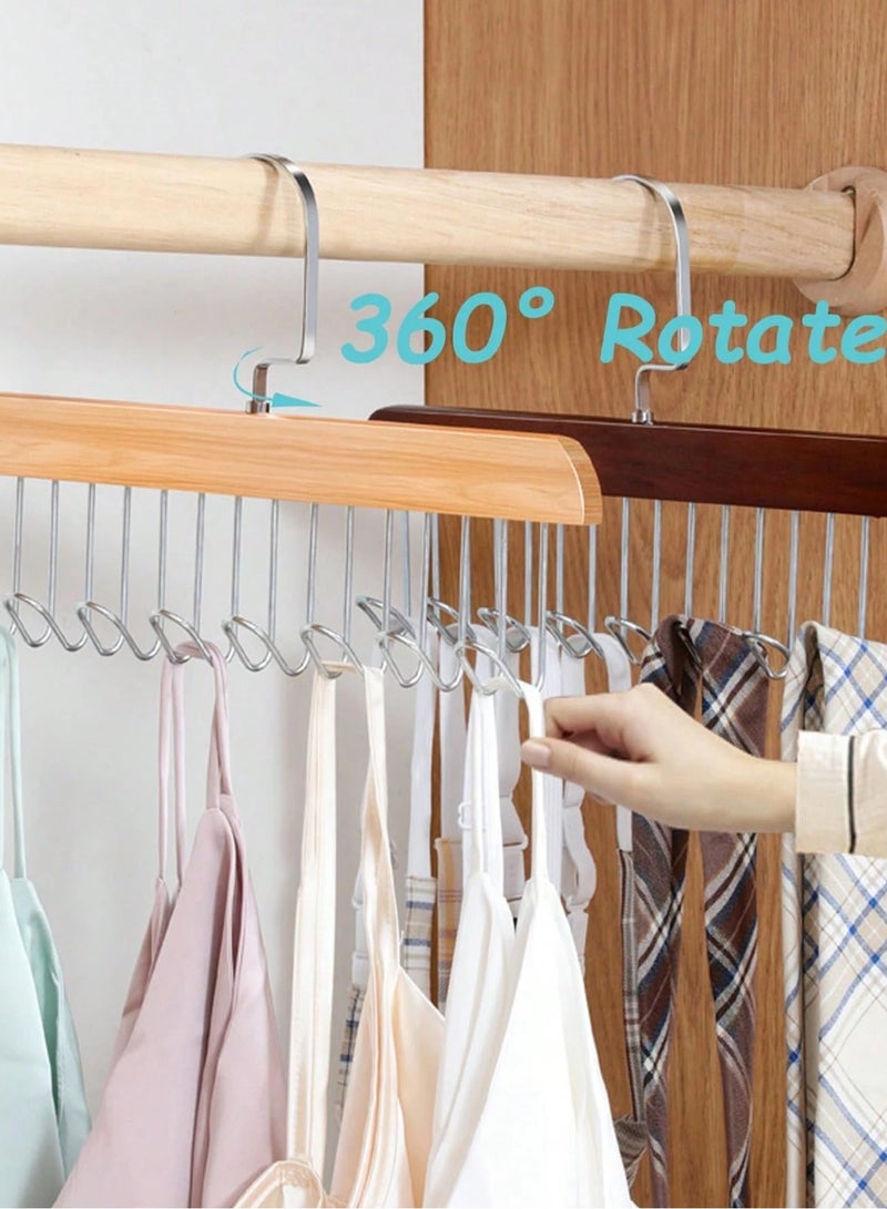 Bra Hanger for Closet, 4 Pack Tank Top Hangers 32 Hooks Capacity FoldableWood Space Saving Hangers closet Organizerfor Tank Top, Bra, Scarf, Belt, Tie etc  - Image 3
