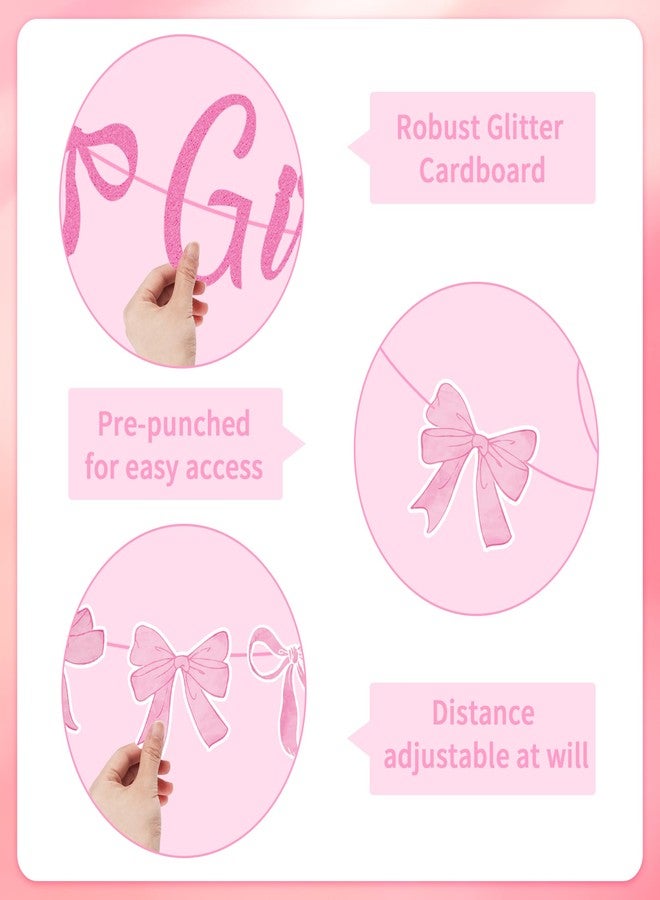 EoBeCy Girls Just Wanna Be One Birthday Decorations, Pastel Pink and Purple Bow Banner Garland, First Birthday Party Supplies for One Year Old Girl - Image 2