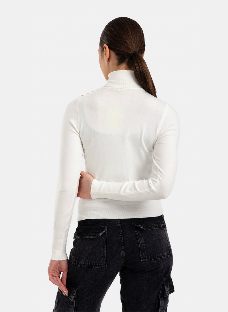 Clue Stitched Buttoned Slim Pullover - Image 4