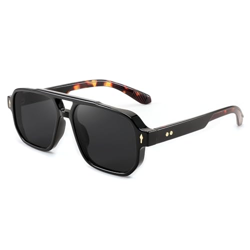 Karsaer Retro Square Aviator Sunglasses Women Men, 70s Vintage Rectangle UV Protected Sun Glasses E1120, 54 - Image 1