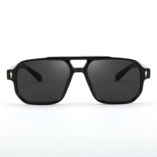 Karsaer Retro Square Aviator Sunglasses Women Men, 70s Vintage Rectangle UV Protected Sun Glasses E1120, 54 - Image 2