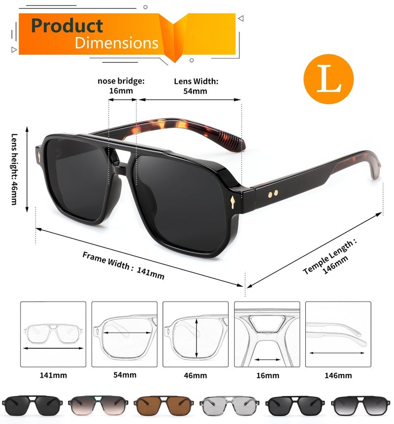 Karsaer Retro Square Aviator Sunglasses Women Men, 70s Vintage Rectangle UV Protected Sun Glasses E1120, 54 - Image 5