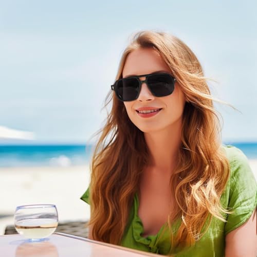 Karsaer Retro Square Aviator Sunglasses Women Men, 70s Vintage Rectangle UV Protected Sun Glasses E1120, 54 - Image 3