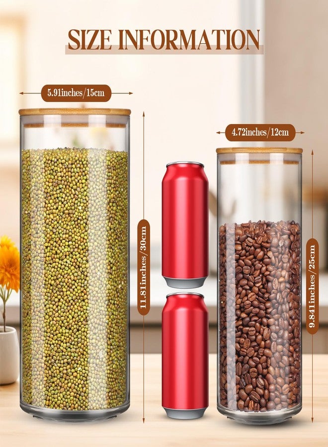 Vesici 4 Pcs Large Acrylic Storage Canister 180 oz and 93 oz Jars with Bamboo Lids Clear Acrylic Canister Unbreakable Airtight Storage Jars for Kitchen, Coffee Rice Pantry Organization - Image 2