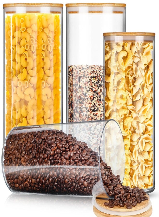 Vesici 4 Pcs Large Acrylic Storage Canister 180 oz and 93 oz Jars with Bamboo Lids Clear Acrylic Canister Unbreakable Airtight Storage Jars for Kitchen, Coffee Rice Pantry Organization - Image 1