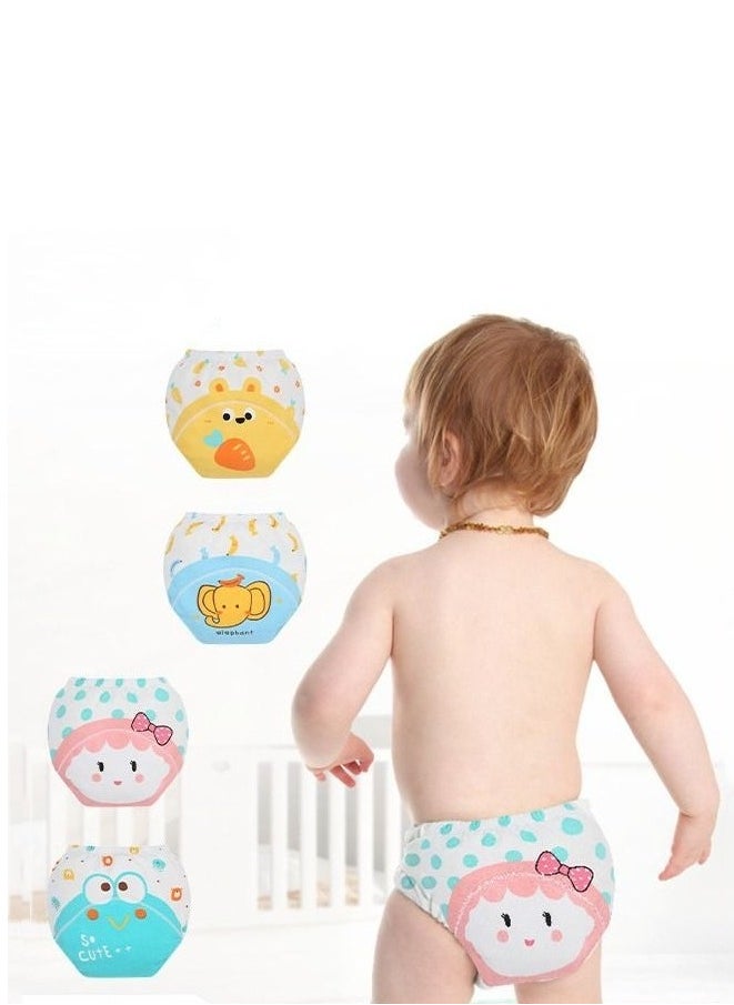 MIXDE 4 Piece Potty Training Underwear, 6 Layers Breathable Cotton Absorbent Trainer Pants for Toddler Baby Boys Girls Waterproof 