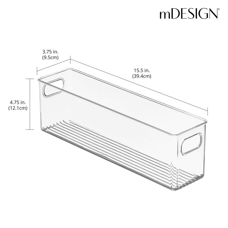 mDesign Plastic Long Stackable Storage Organizer Container, Organization Bin w/Handles for Kitchen, Pantry, Fridge, Freezer, Cabinet, Perfect to Hold Breast Milk - Ligne Collection - 2 Pack, Clear - Image 4