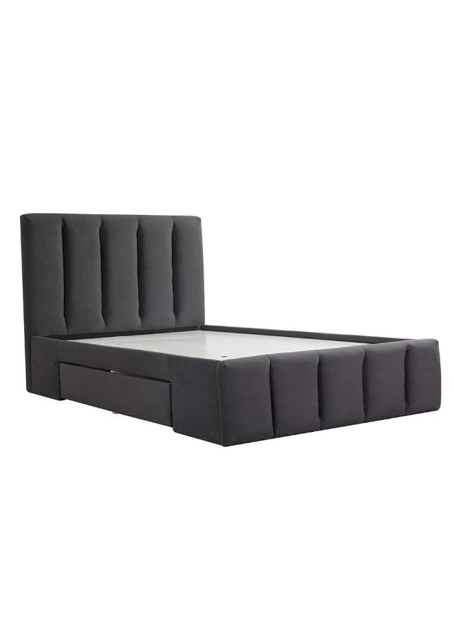 Modern Single Bed Frame with Storage Drawers, 120 x 200 cm, Channel Tufted