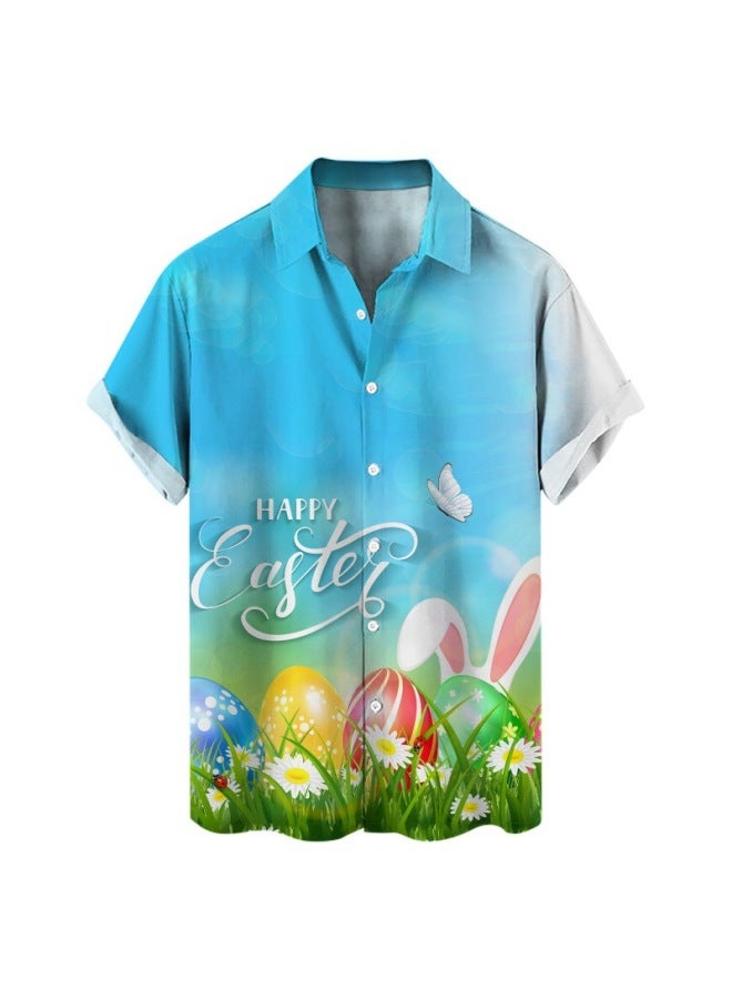 New Shirt With Easter Elements, 3d Digital Printing, Men's Loose Trendy Short-sleeve Casual Versatile Shirt