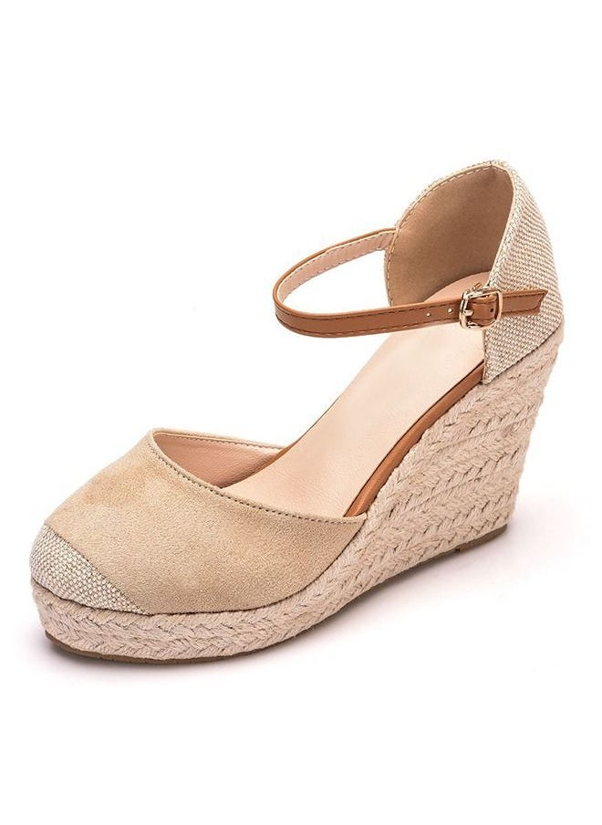 Generic - Closed Toe Espadrille Wedges Sandals Fashionable Slope Sandals With Thick Soles - Image 1