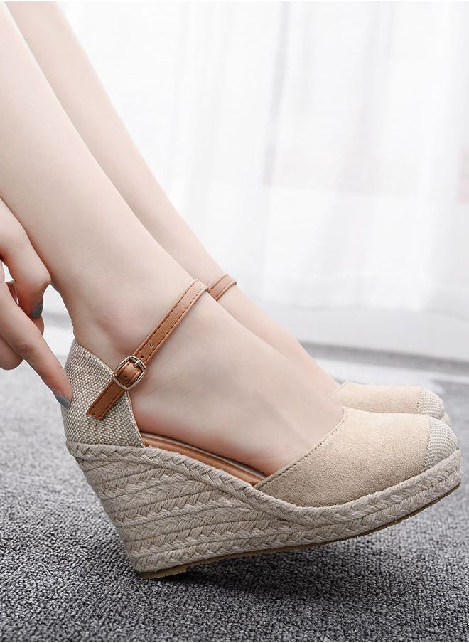 Generic - Closed Toe Espadrille Wedges Sandals Fashionable Slope Sandals With Thick Soles - Image 1