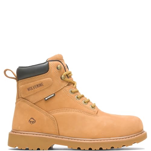 Wolverine Men’s Floorhand Waterproof 6” Steel-Toe Work Boot, Wheat, 12 X-Wide - Image 1