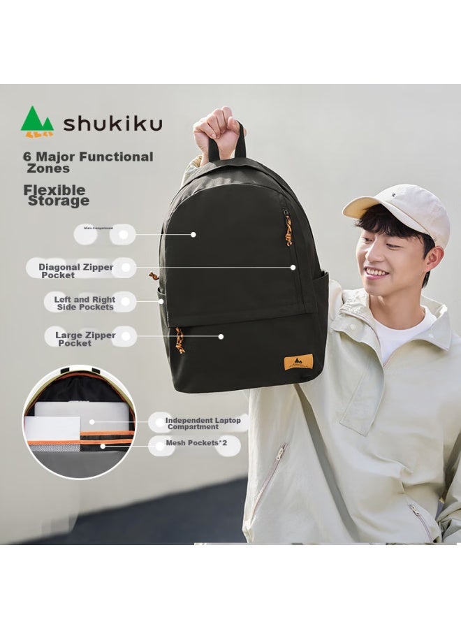 Shukiku Sun-seeking Backpack For Middle School, High School And College Students, Outdoor Travel Lightweight Daypack, Olive Green - Image 2