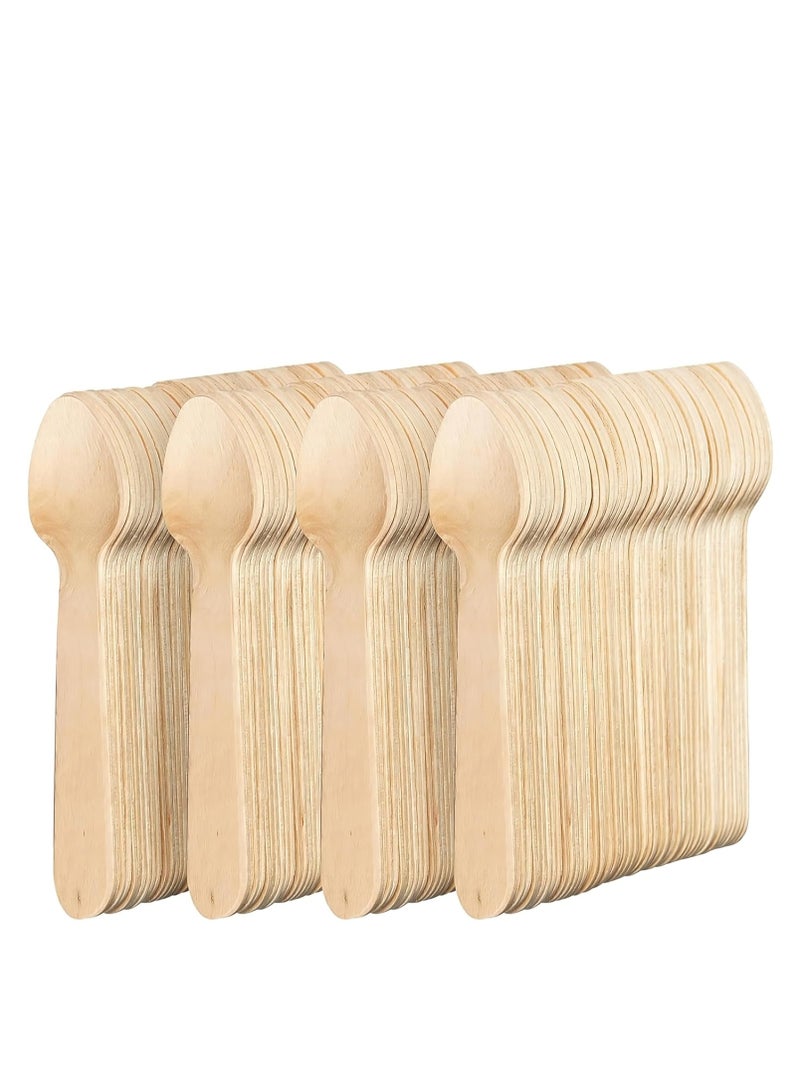 100 Pieces Disposable Wooden Spoons - 4.3 Inch/11cm Mini Wooden Tea Spoons, Small Wooden Spoons for Ice Cream, Dessert, Parties, Crafts  - Image 1