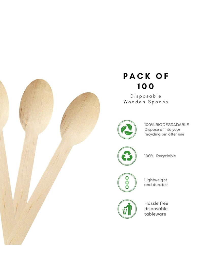 100 Pieces Disposable Wooden Spoons - 4.3 Inch/11cm Mini Wooden Tea Spoons, Small Wooden Spoons for Ice Cream, Dessert, Parties, Crafts  - Image 4
